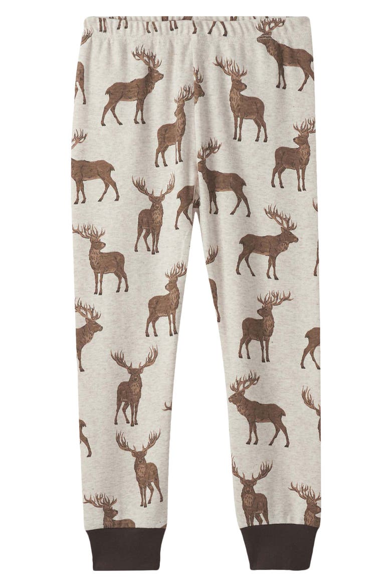 Kids' Pine Brush Stags Two-Piece Organic Cotton Pajamas, Alternate, color, NATURAL