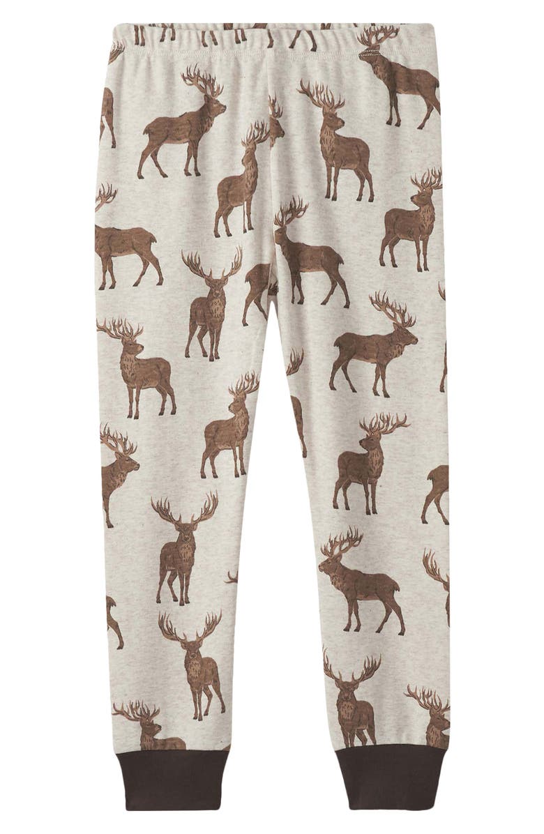 Hatley Kids' Pine Brush Stags Two-Piece Organic Cotton Pajamas, Alternate, color, Natural