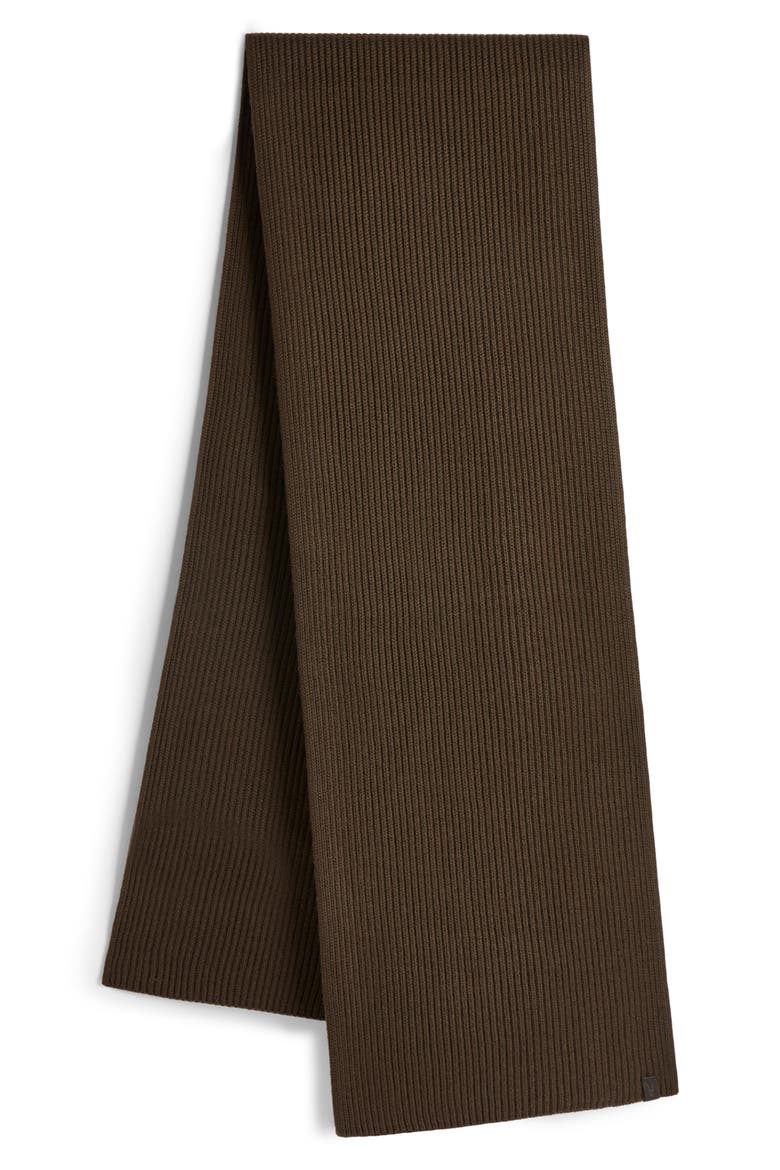 Rib Knit Merino Wool Scarf, Main, color, ARMY GREEN