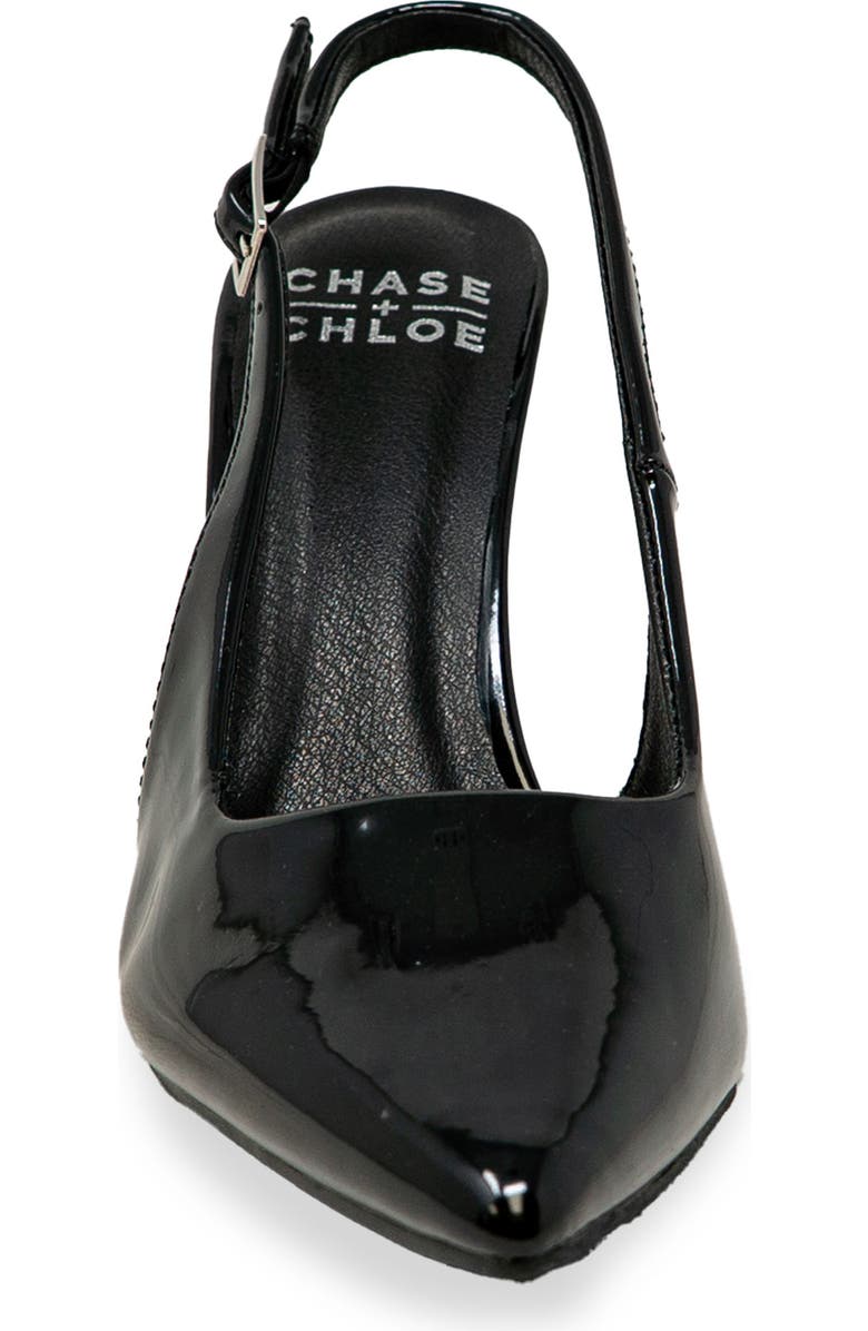CHASE AND CHLOE Pointed Toe Slingback Pump, Alternate, color, Black Patent