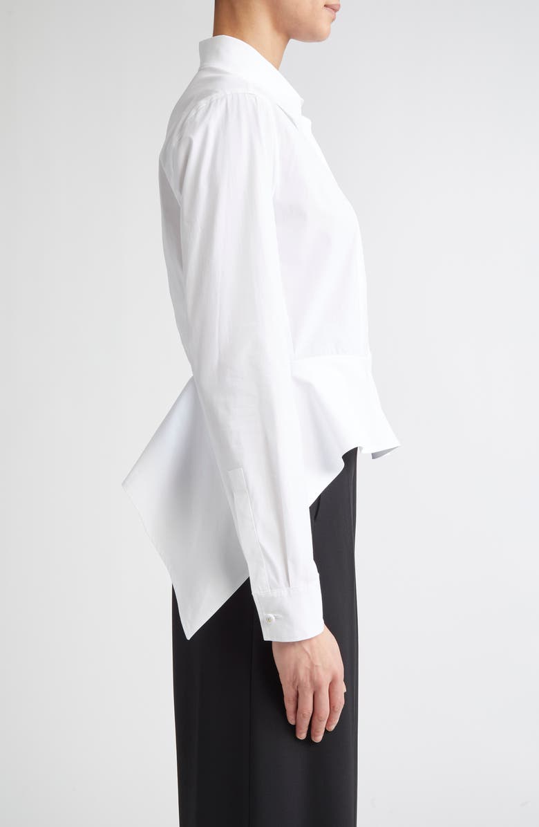 Max Mara Gamma Stretch Cotton Peplum Shirt, Alternate, color, Optical White