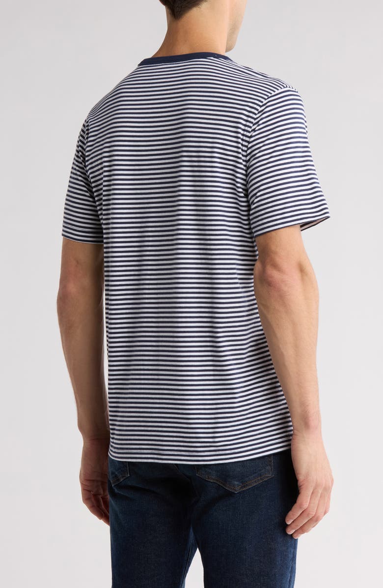 Brooks Brothers Stripe Short Sleeve Pocket T-Shirt, Alternate, color, Navy