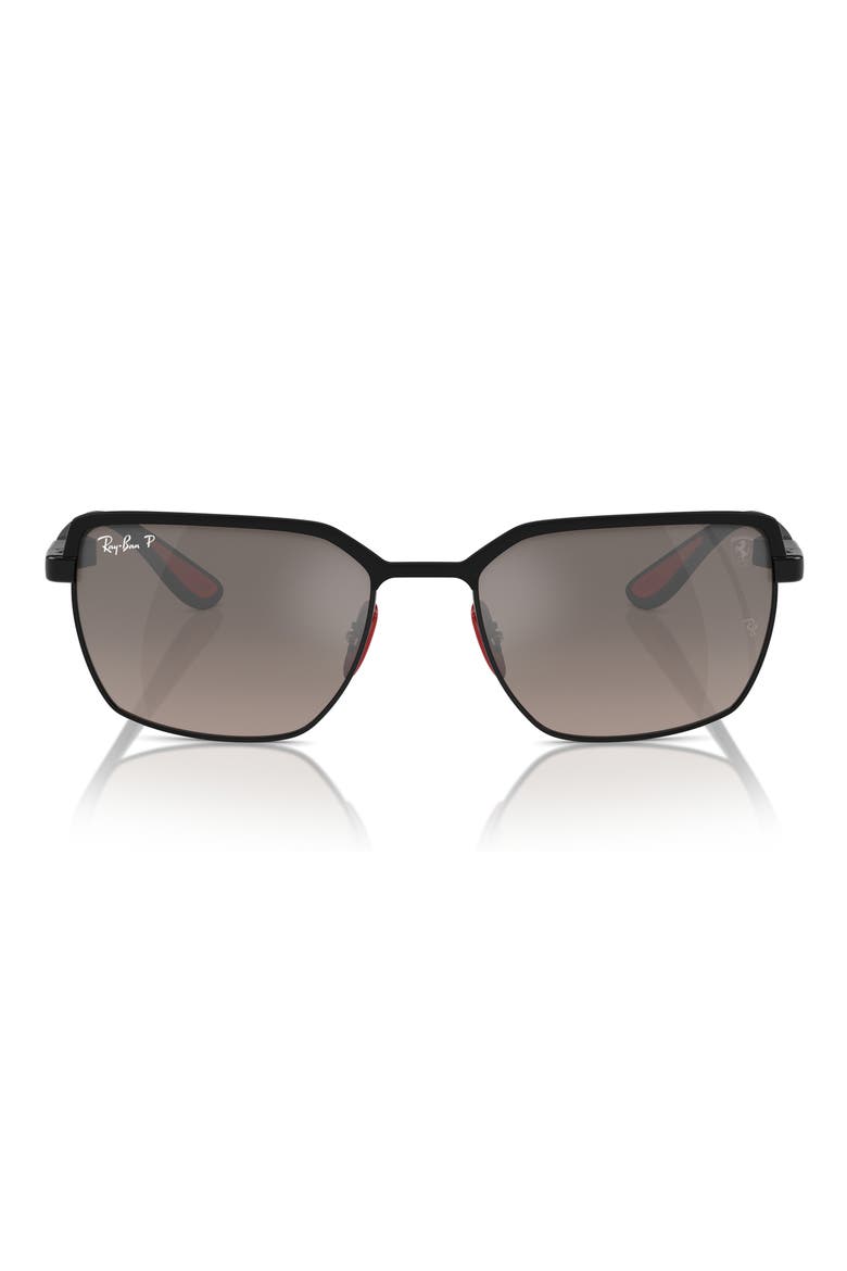 58mm Gradient Polarized Square Sunglasses, Main, color, BLACK/ GREY GRADIENT
