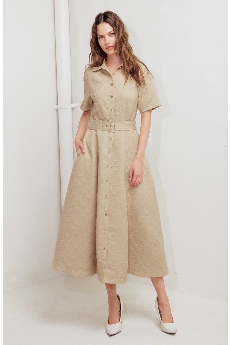 Diamond Stitched A-Line Dress, Alternate, color, TAUPE
