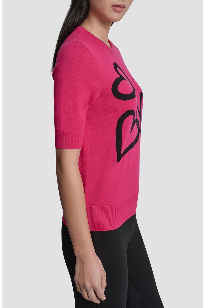 Graffiti Hearts Cotton Sweater, Alternate, color, HOT PINK/BLACK