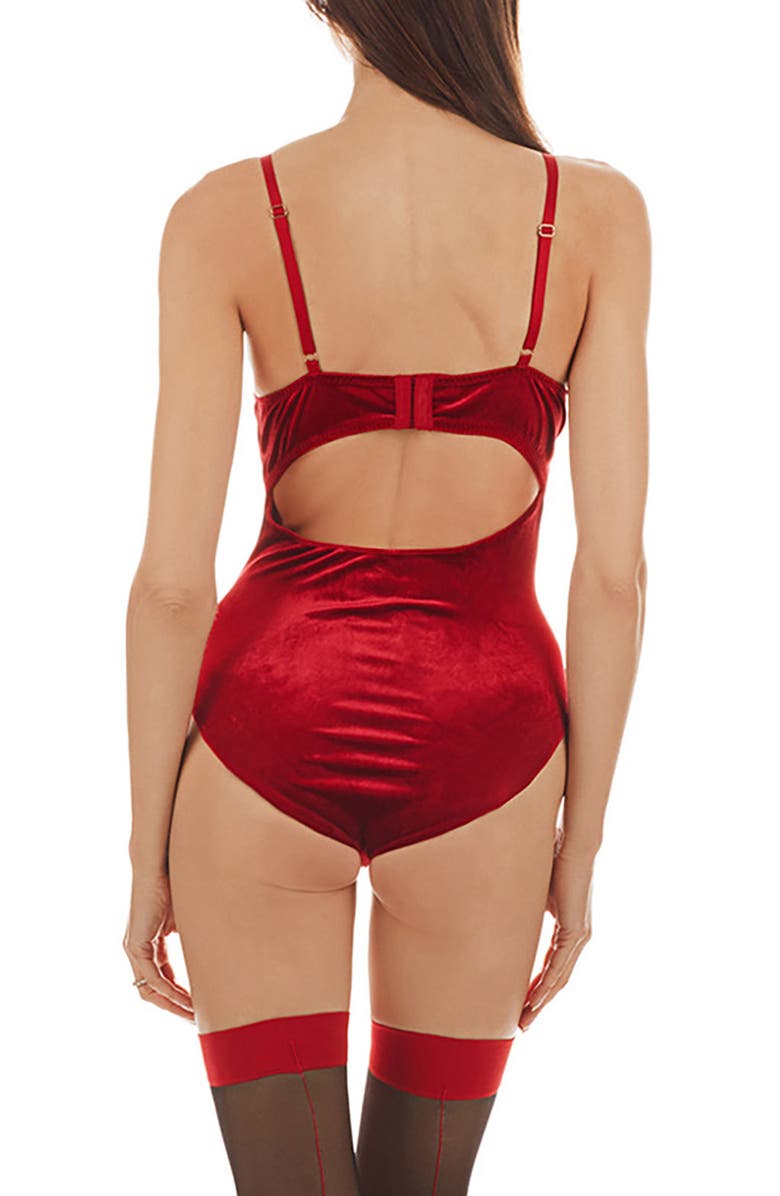 MeMoi Scarlette Velvet Bodysuit, Alternate, color, Red
