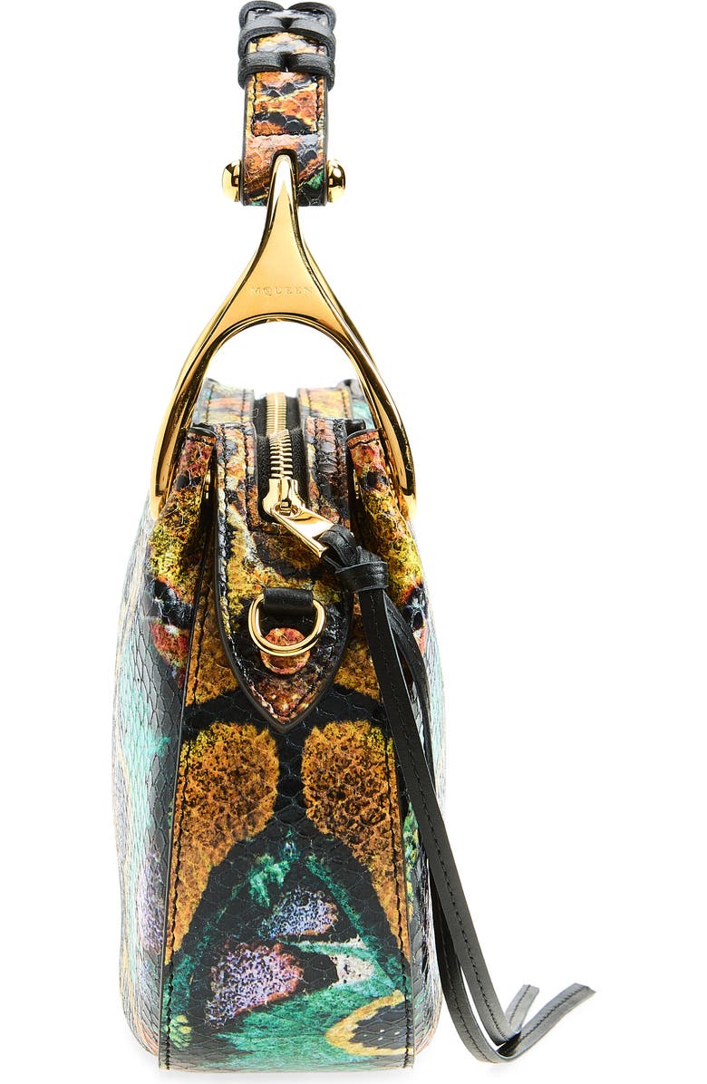 McQueen Mini Wishbone Snakeskin Embossed Leather Top Handle Bag, Alternate, color, Mix Color