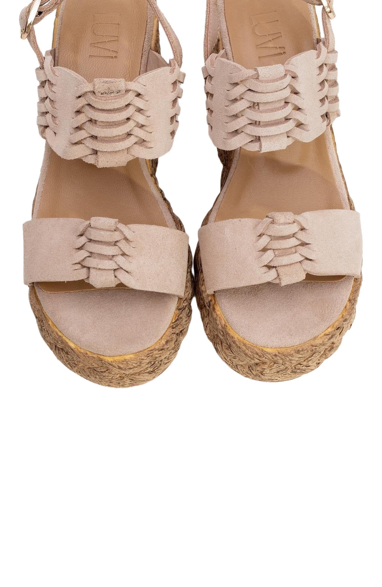 Forever & Always Shoes Olien Suede Leather Platform Espadrilles, Alternate, color, Beige Suede Leather