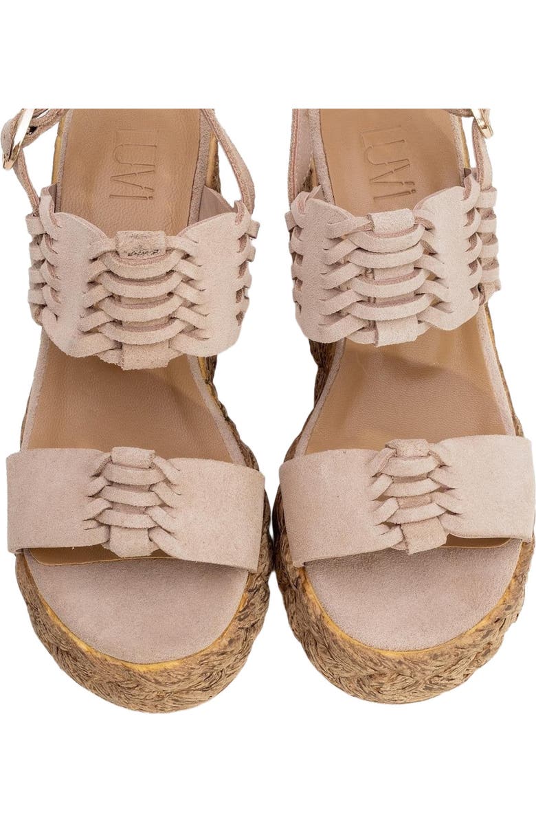 Forever & Always Shoes Olien Suede Leather Platform Espadrilles, Alternate, color, Beige Suede Leather