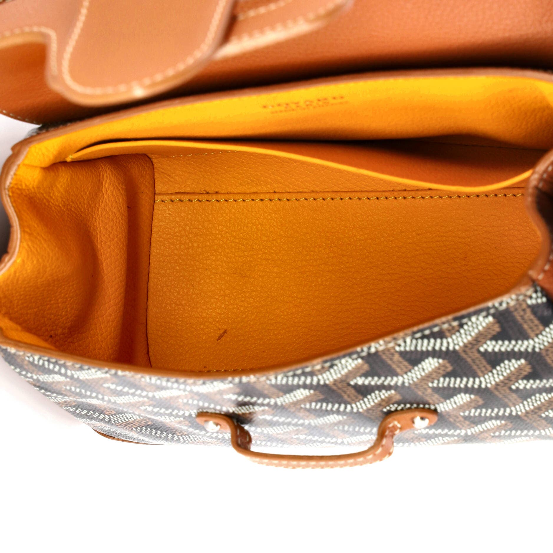 Pre-Owned Goyard Saigon Top Handle Bag Coated Canvas with Leather Mini, Alternate, color, Brown