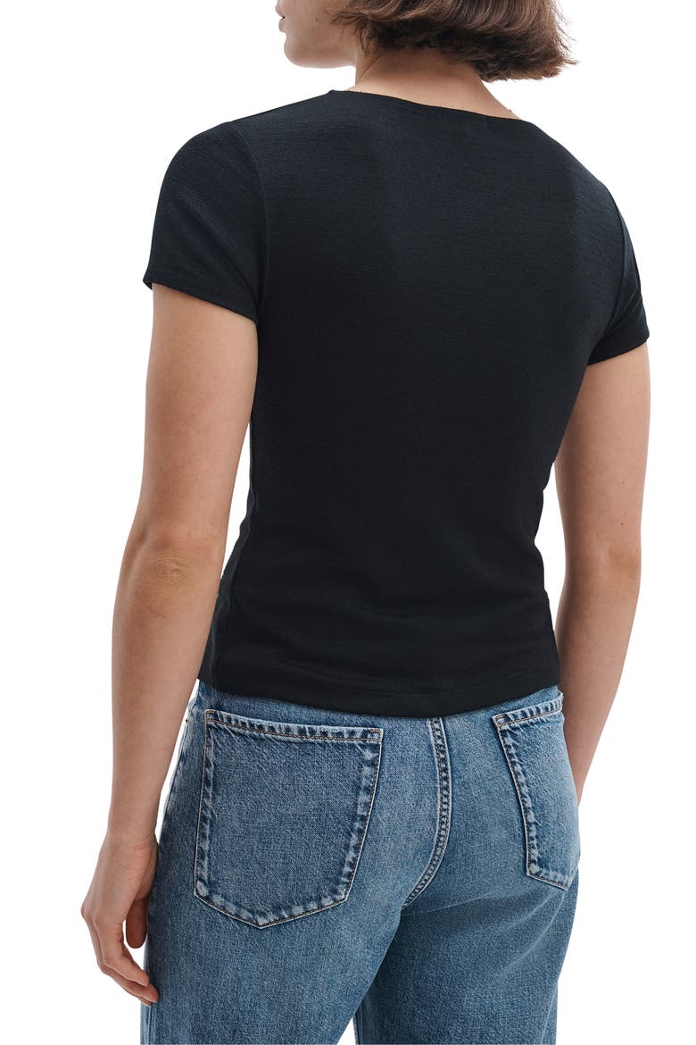 The Knit Button T-Shirt, Alternate, color, BLACK