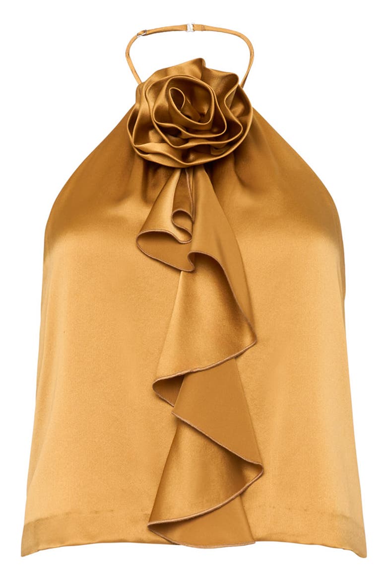 Hallie Rosette Silk Top, Alternate, color, HONEY CLOVE