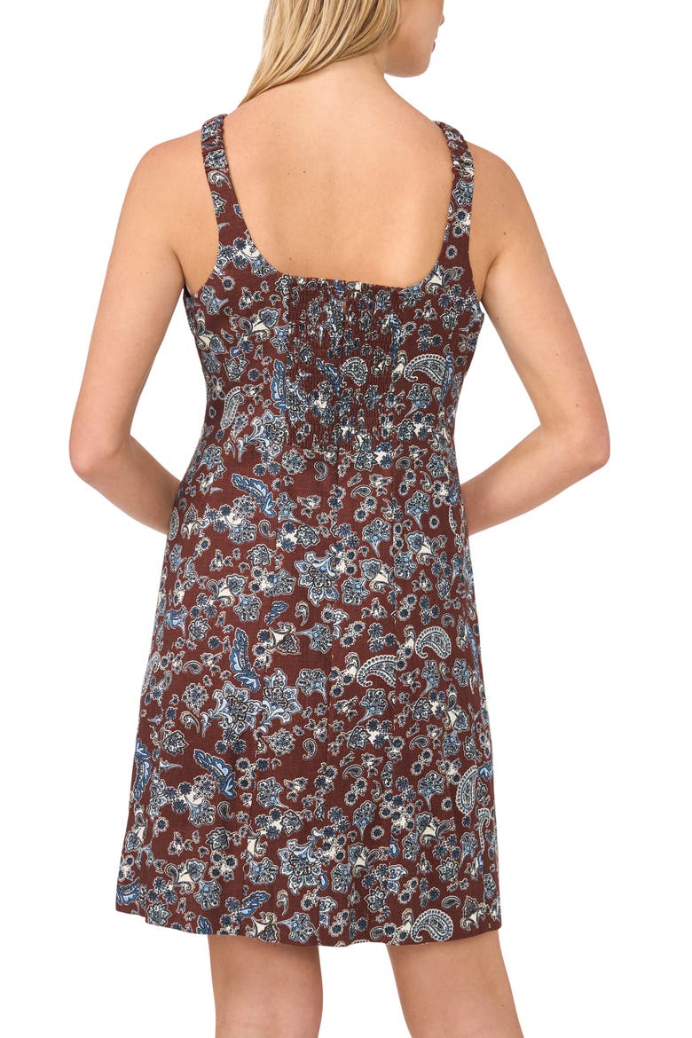 Seamed High Neck Minidress, Alternate, color, RUM RAISIN