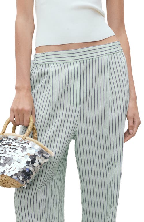 Mango Stripe Low Rise Straight Leg Jeans In Green