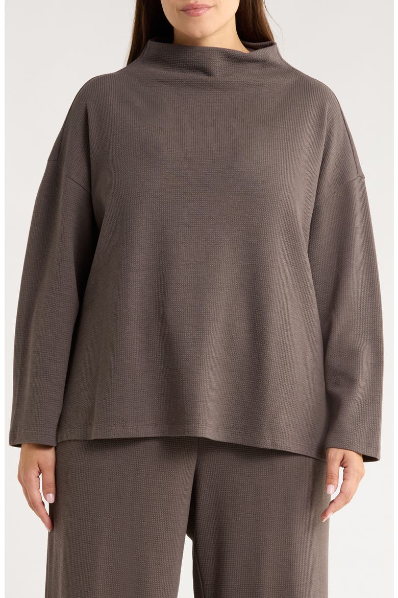 Funnel Neck Boxy Organic Cotton Blend Top, Main, color, RYE