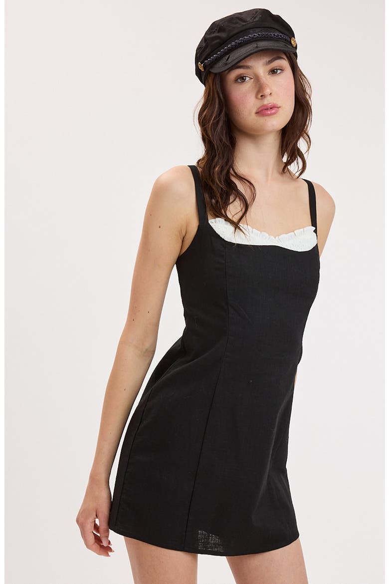 Ruffle Trim Sleeveless Minidress, Alternate, color, BLACK