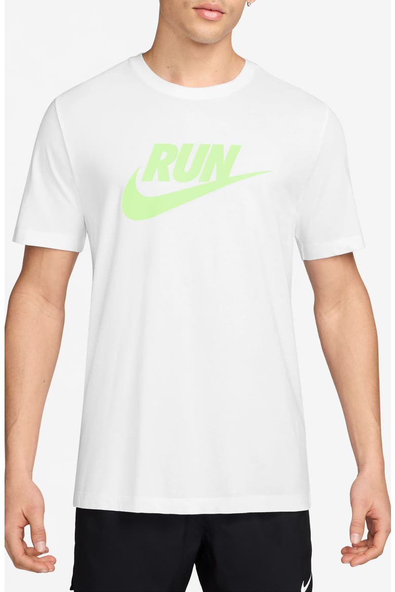 Dri-FIT Running T-Shirt, Main, color, WHITE/ BARELY VOLT