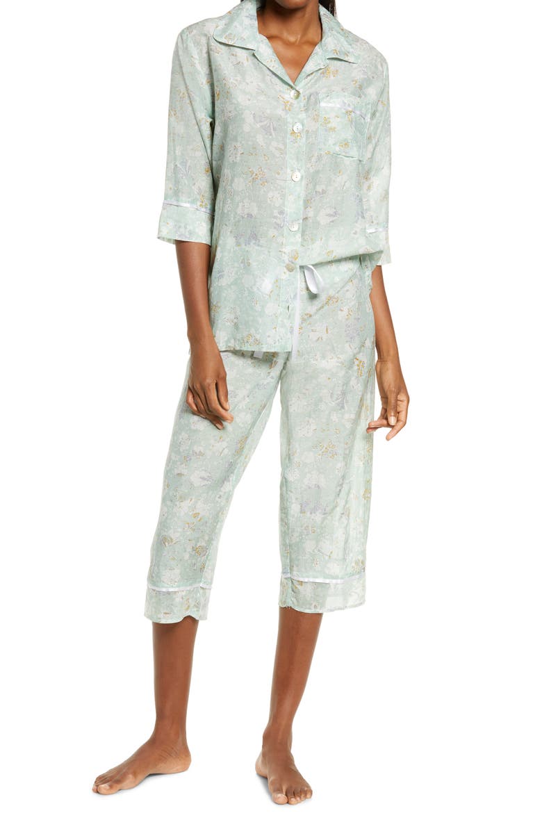 Louis Cotton & Silk Crop Pajamas, Main, color, MINT