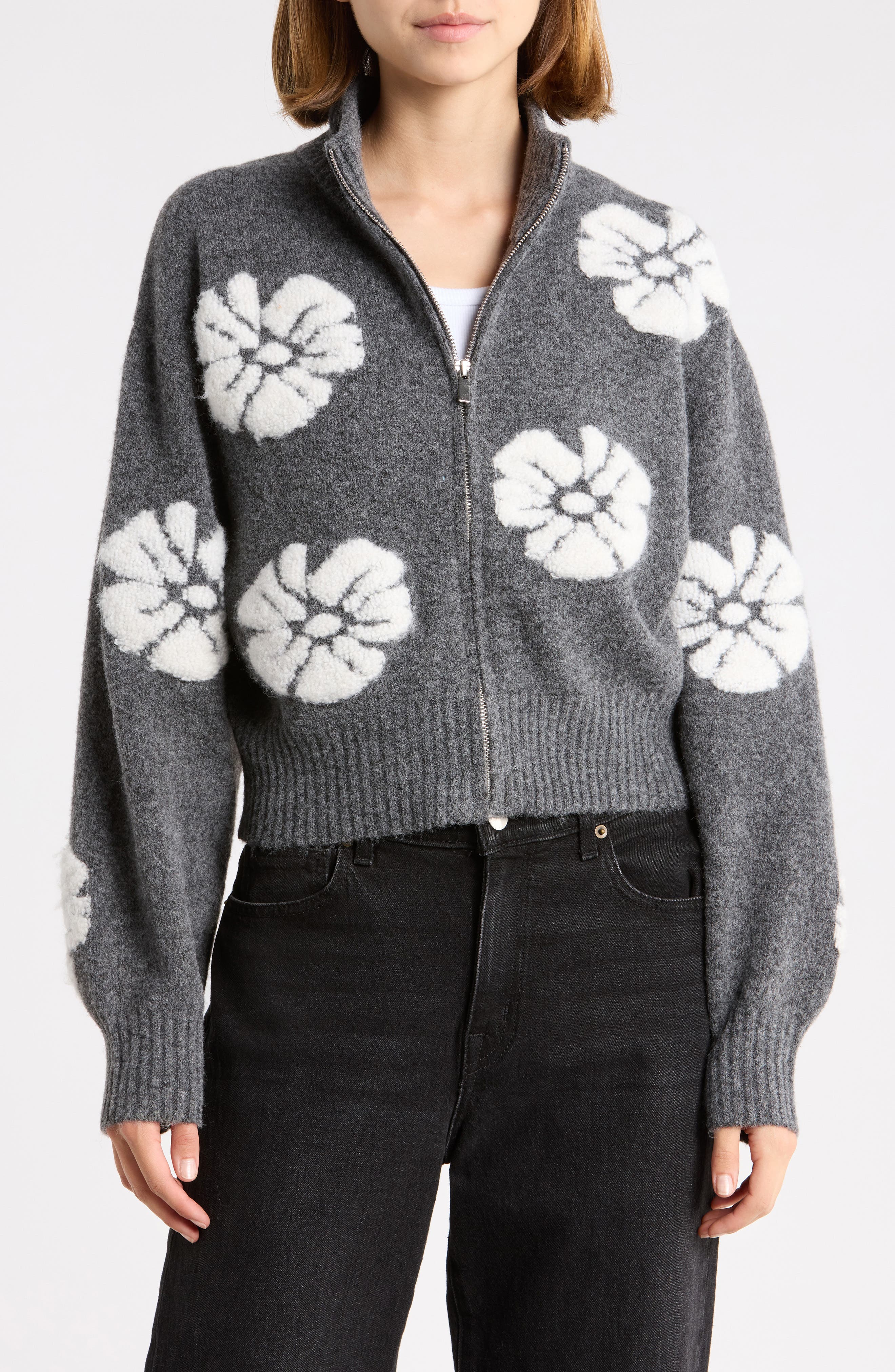 Flower Jacquard Bomber Jacket