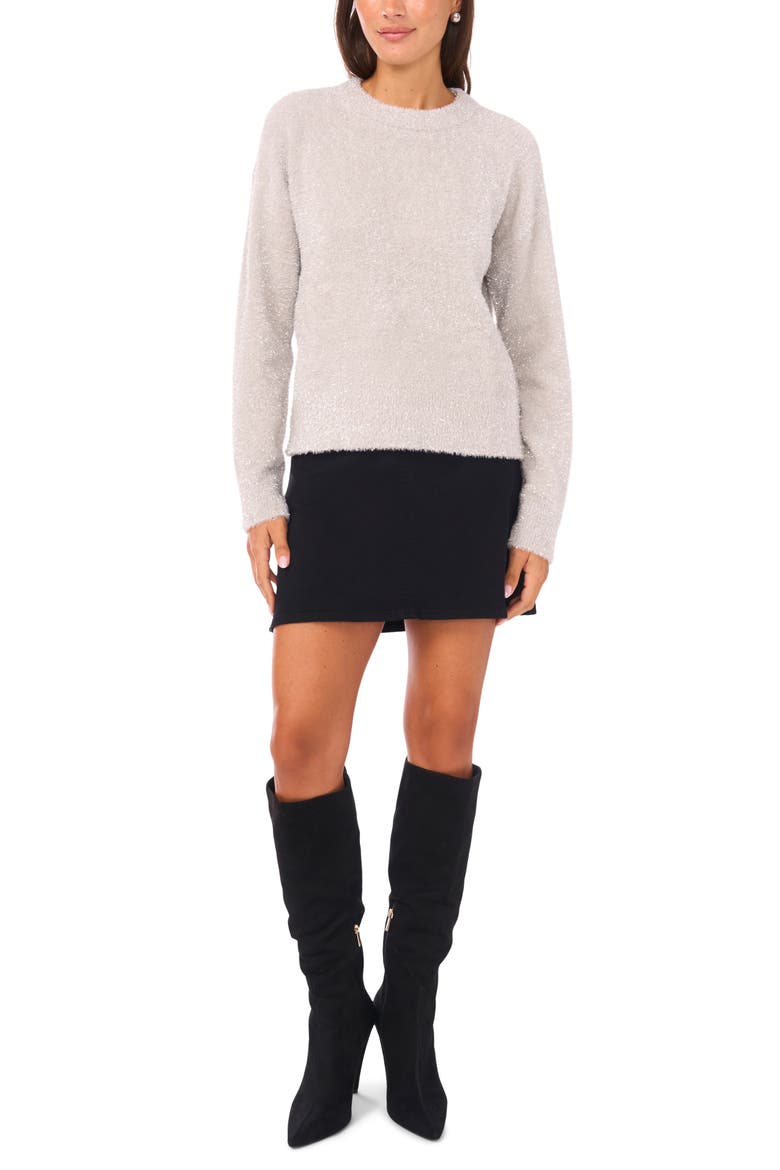 Metallic Eyelash Sweater, Alternate, color, COOL GREY SILVER