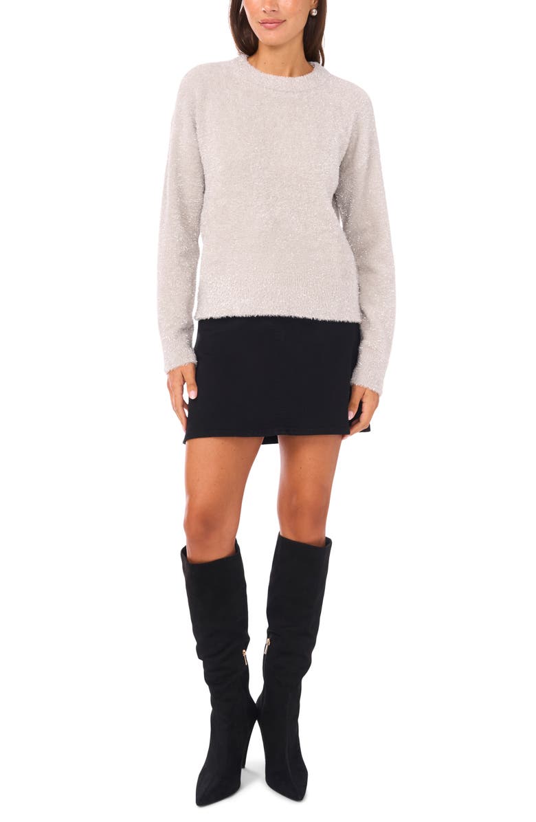 Vince Camuto Metallic Eyelash Sweater, Alternate, color, Cool Grey Silver