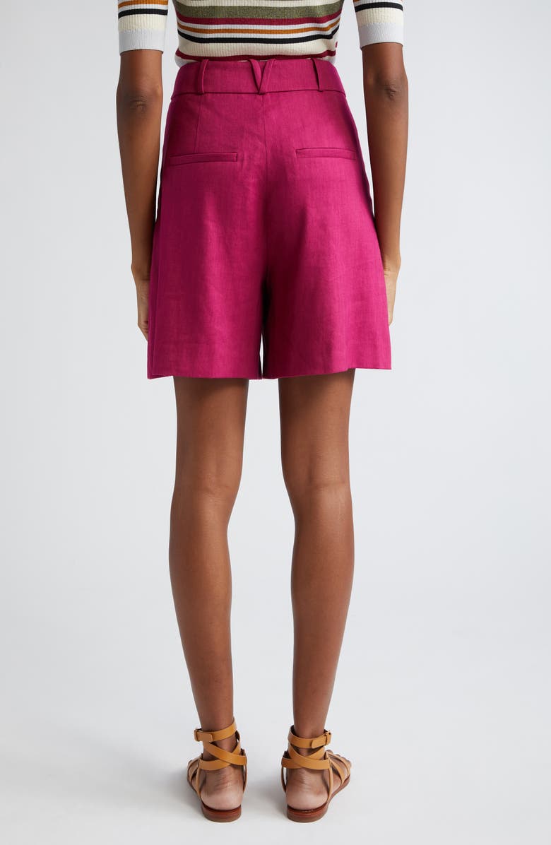 Veronica Beard Noemi Linen Blend Shorts, Alternate, color, Wildberry