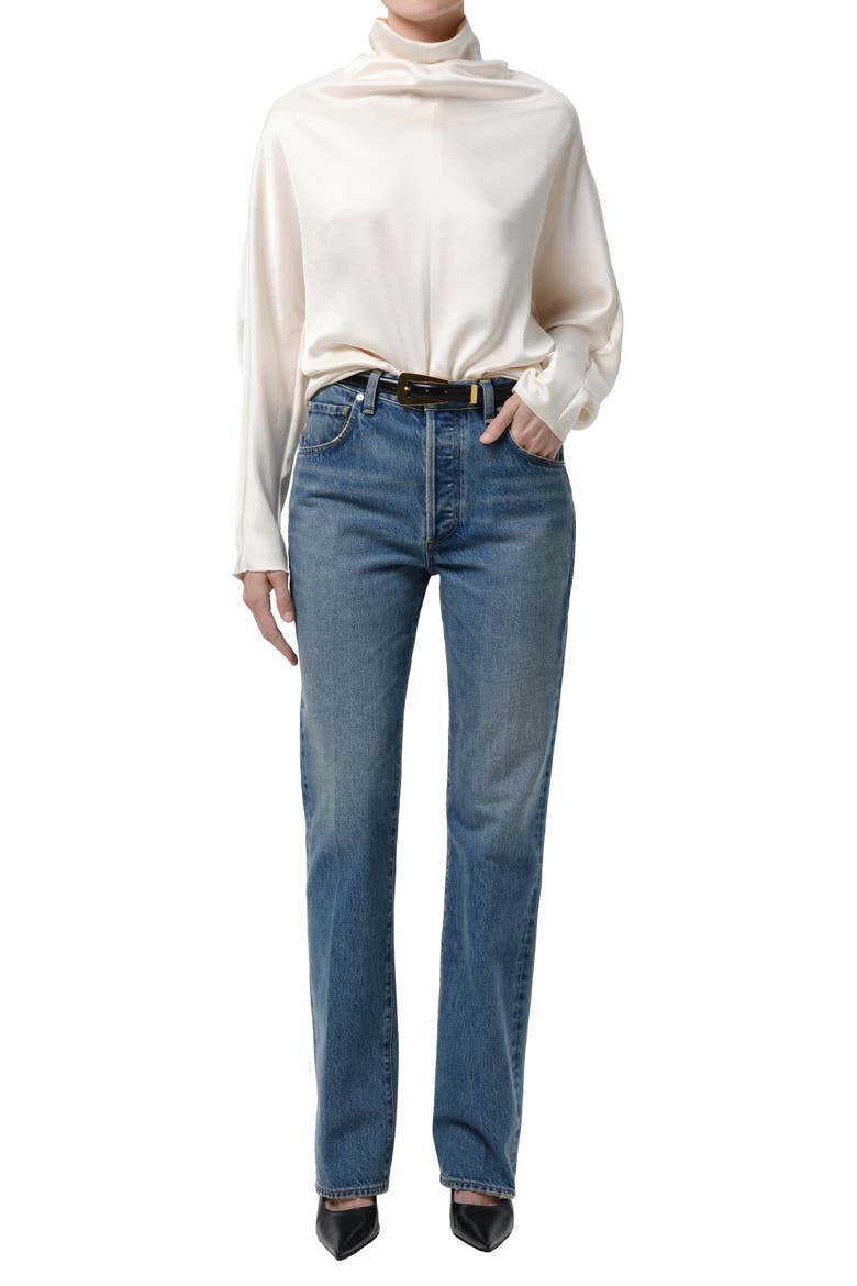 Ilaria Draped Mock Neck Top, Alternate, color, CREAM
