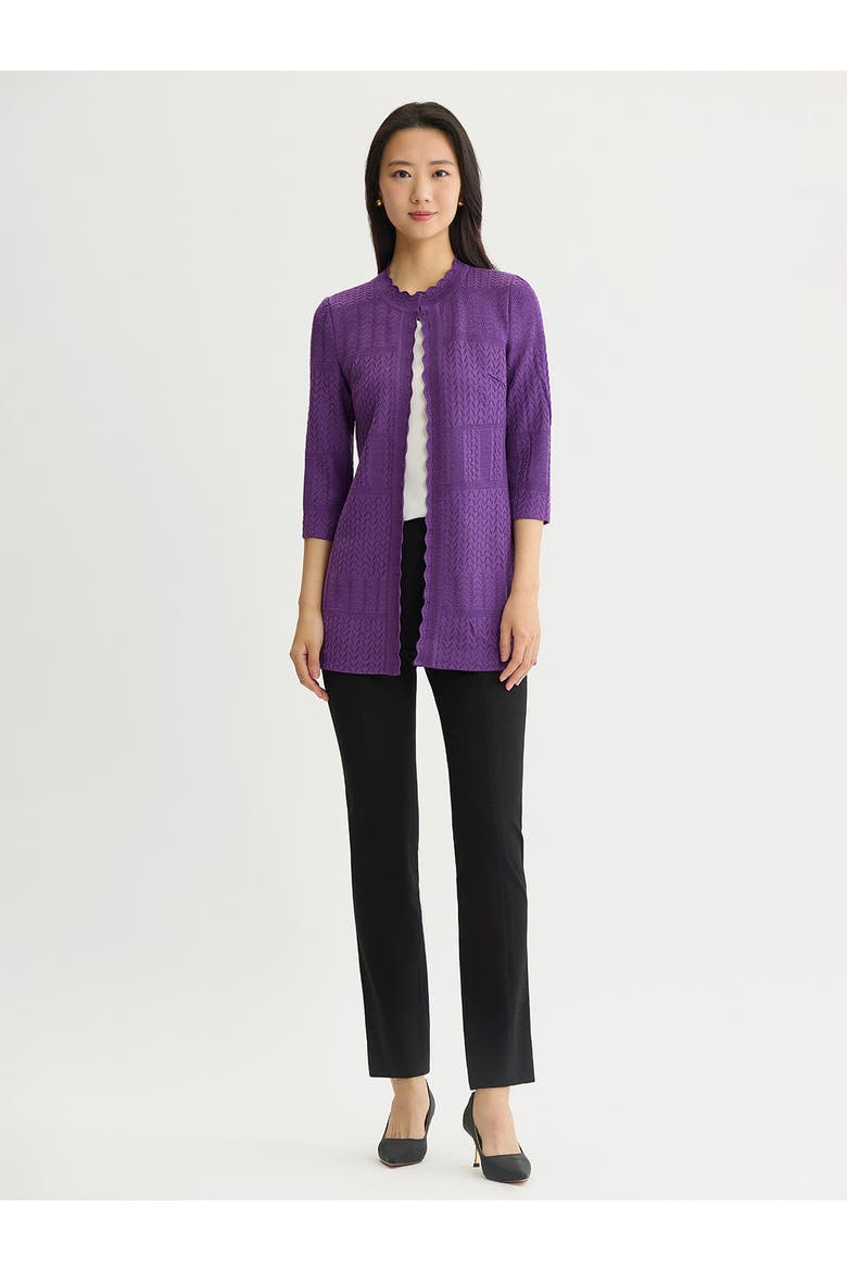 Heritage Scallop Trim Tonal Knit Jacket, Alternate, color, Fresh Purple