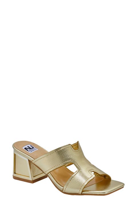 Bright Block Heel Slide Sandal