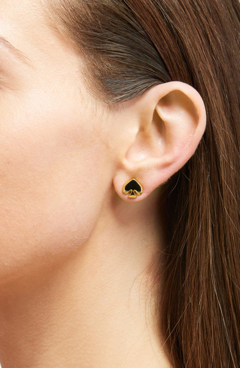 Kate Spade New York enamel spade stud earrings, Alternate, color, Black