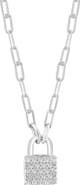 EFFY Sterling Silver Diamond Lock Pendant Necklace
