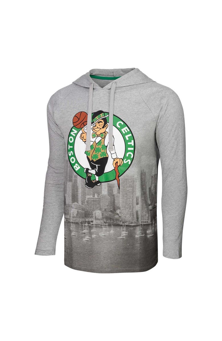 Stadium Essentials Men's Stadium Essentials Heather Gray Boston Celtics Atrium Raglan Long Sleeve Hoodie T-Shirt, Alternate, color,