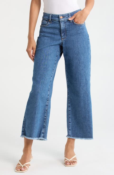 Teresa Raw Hem Ankle Wide Leg Jeans