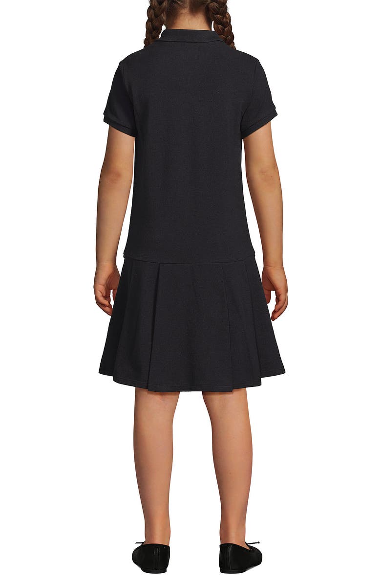 Lands' End School Uniform Girls Short Sleeve Mesh Pleated Polo Dress, Alternate, color, Black