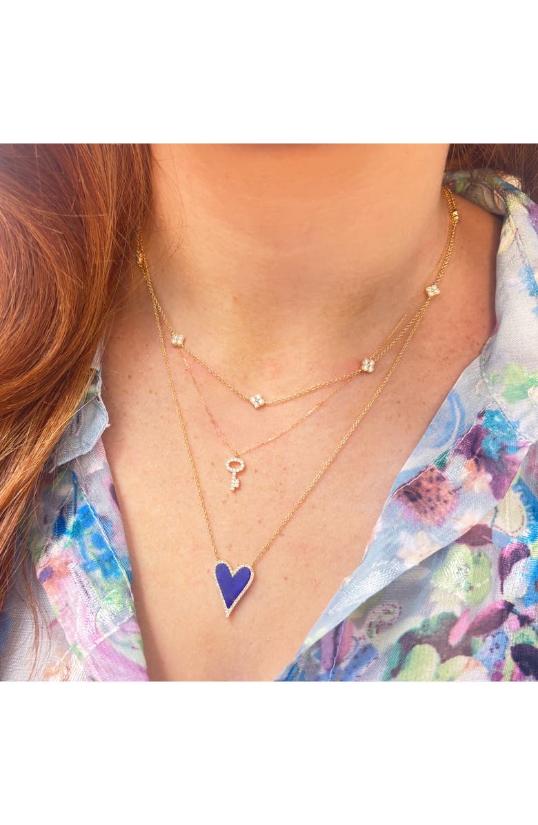 The Lovery Fine Jewelry Mini Diamond Key Necklace, Alternate, color, Yellow Gold