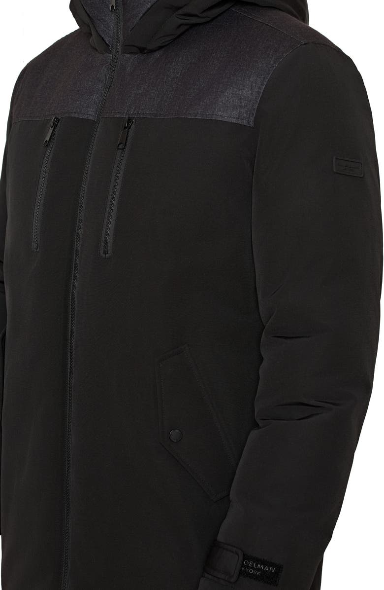 Sam Edelman Expedition Water Resistant Mixed Media Hooded Insulated Coat, Alternate, color,