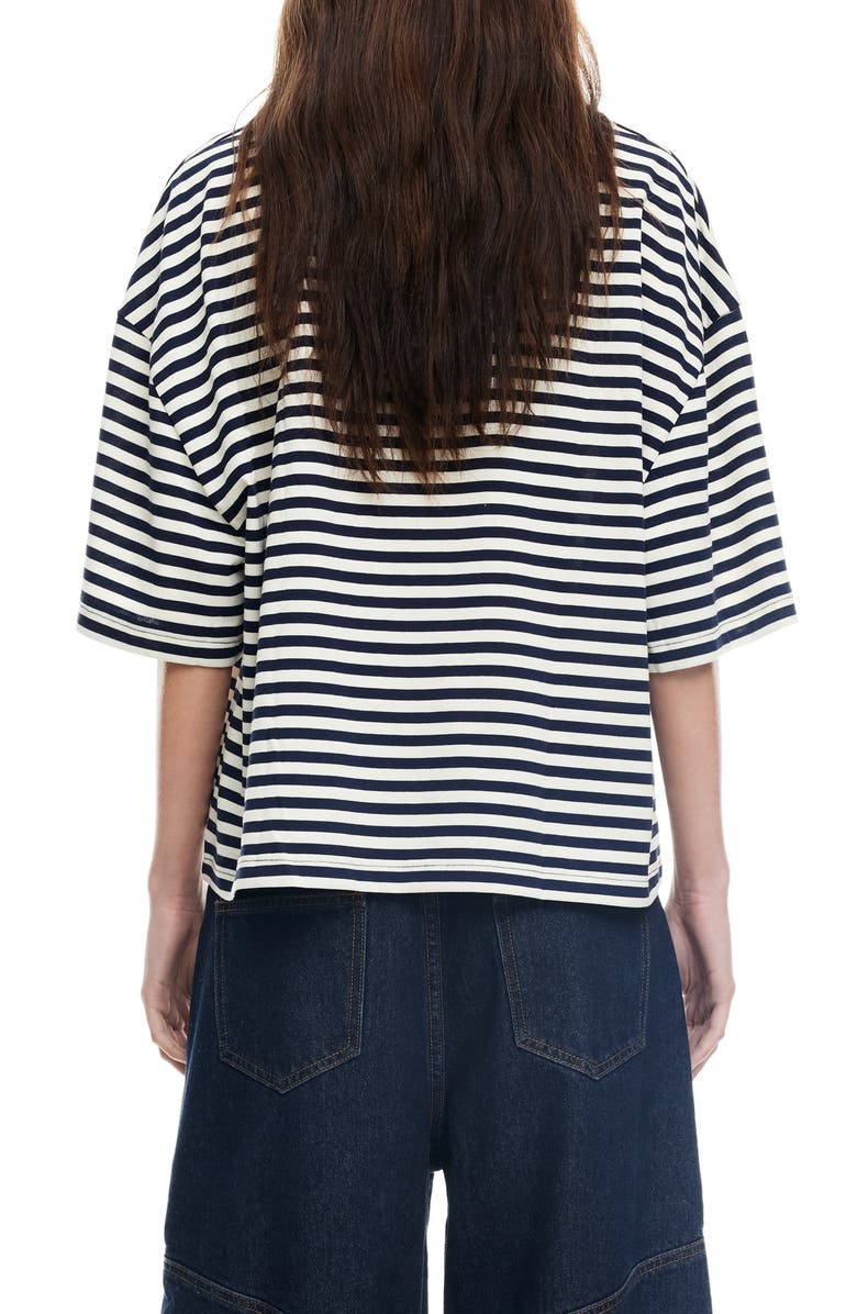 LIONESS Bloom Stripe T-Shirt, Alternate, color, White Navy Stripe