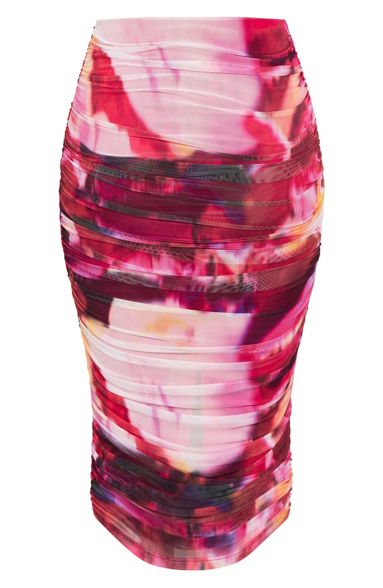 City Chic Livia Ruched Mesh Skirt, Alternate, color, 