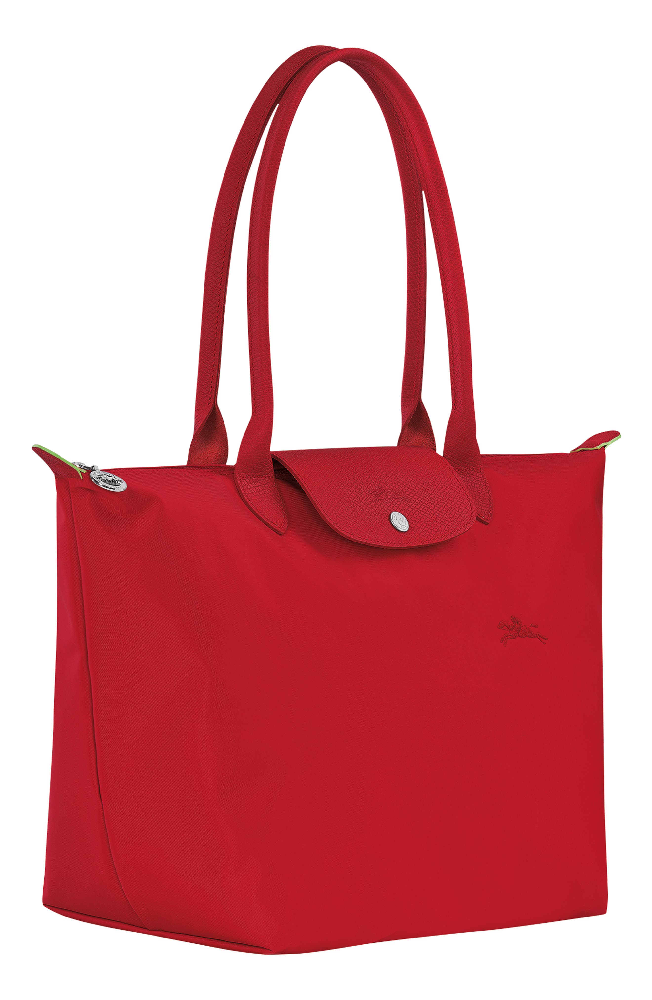 Longchamp Le Pliage Green Recycled Canvas Large Shoulder Tote, Alternate, color, Tomato