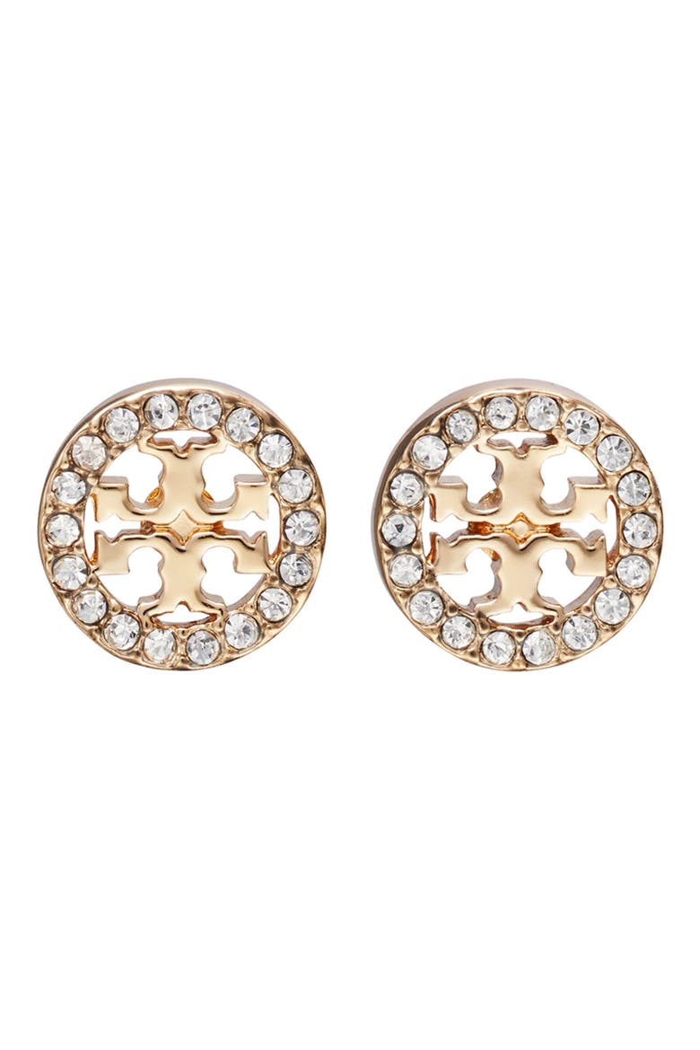 Icon Pav Necklace & Earrings Gift Set, Main, color, TORY GOLD / SILVER / CRYSTAL