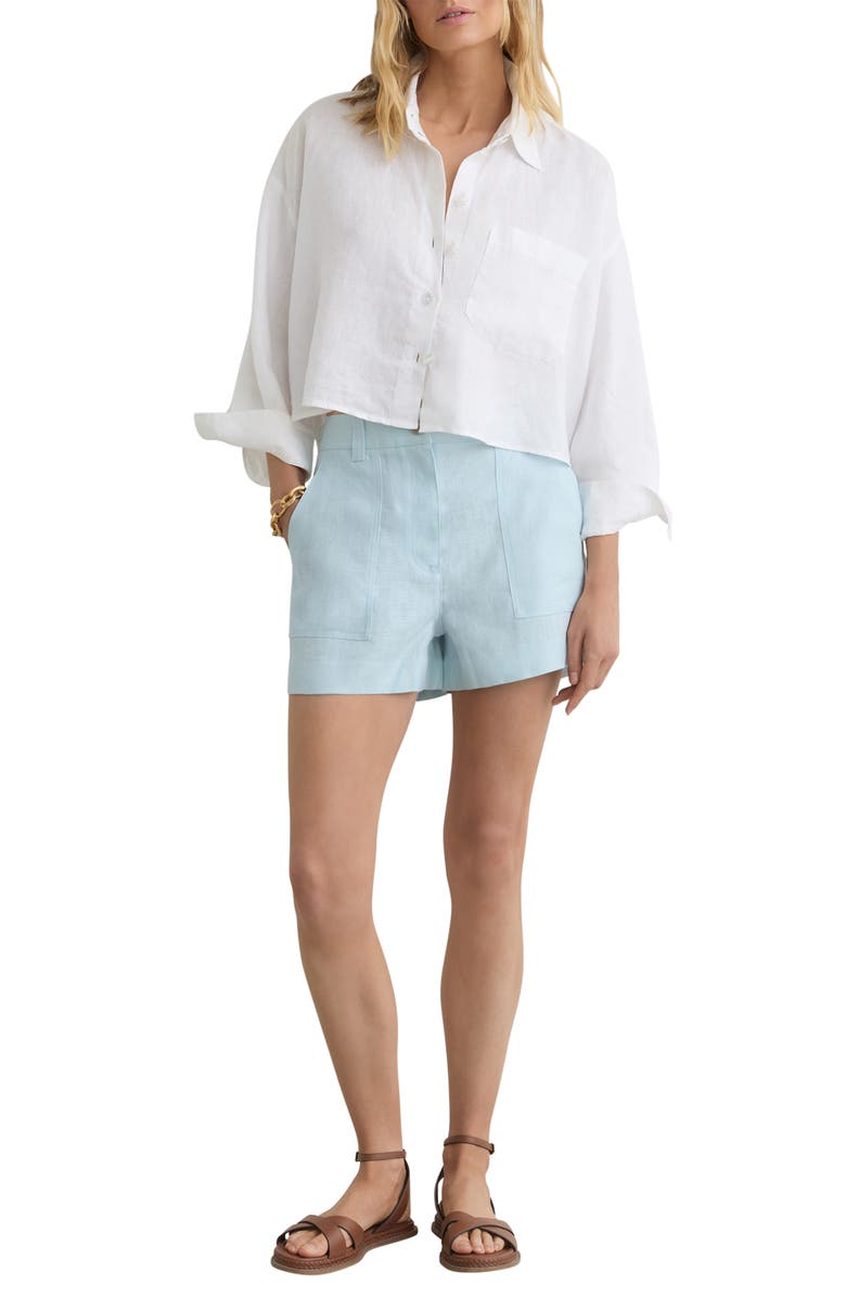 Reiss Ashby Linen Shorts, Alternate, color, Light Blue
