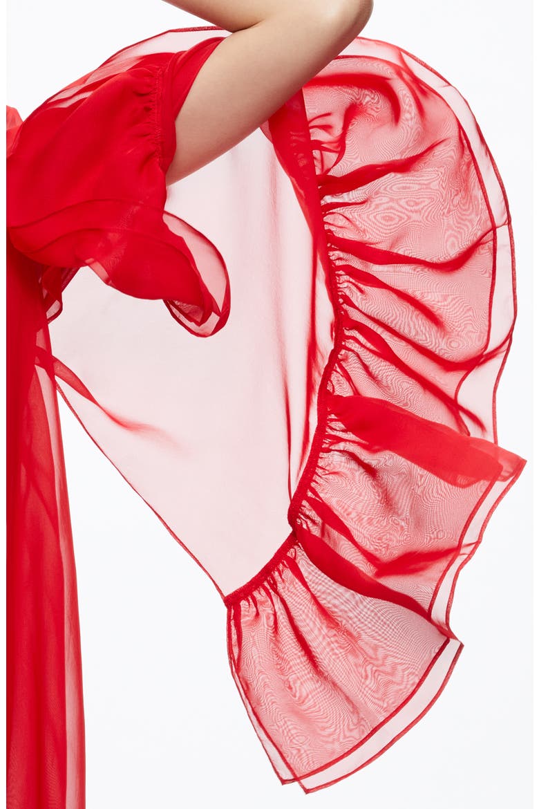 Erna Sheer Long Sleeve Swing Minidress, Alternate, color, PERFECT RUBY