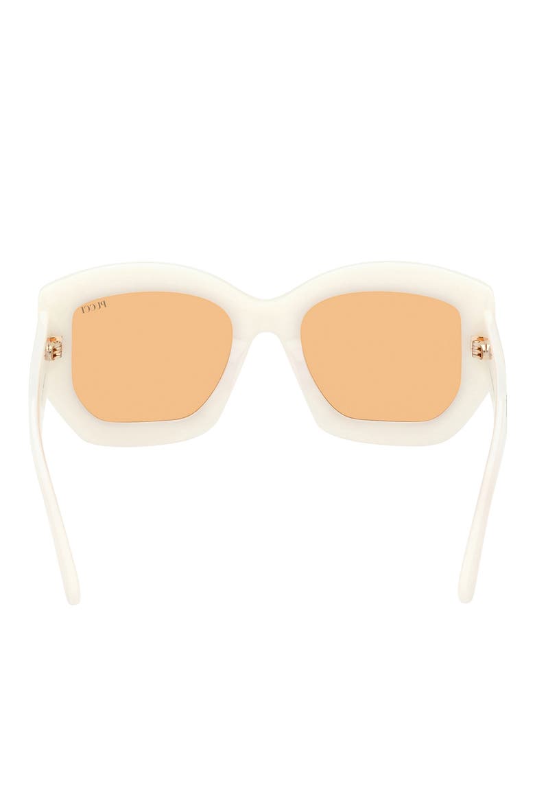 54mm Geometric Sunglasses, Alternate, color, IVORY/ GOLD / ORANGE LENSES