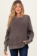 PinkBlush Washed Side Slit Oversized Sweater