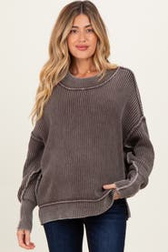PinkBlush Washed Side Slit Oversized Sweater