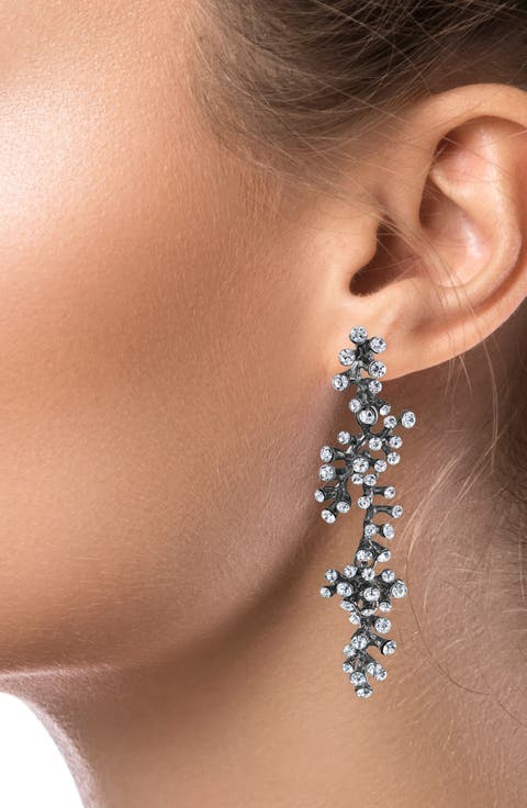Riviere Crystal Cluster Drop Earrings