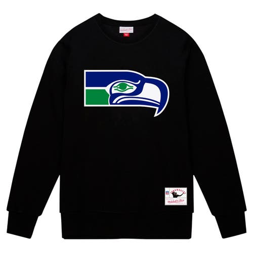 Mitchell & Ness Black Seattle Seahawks Basic Fleece Pullover Sweatshirt In Black