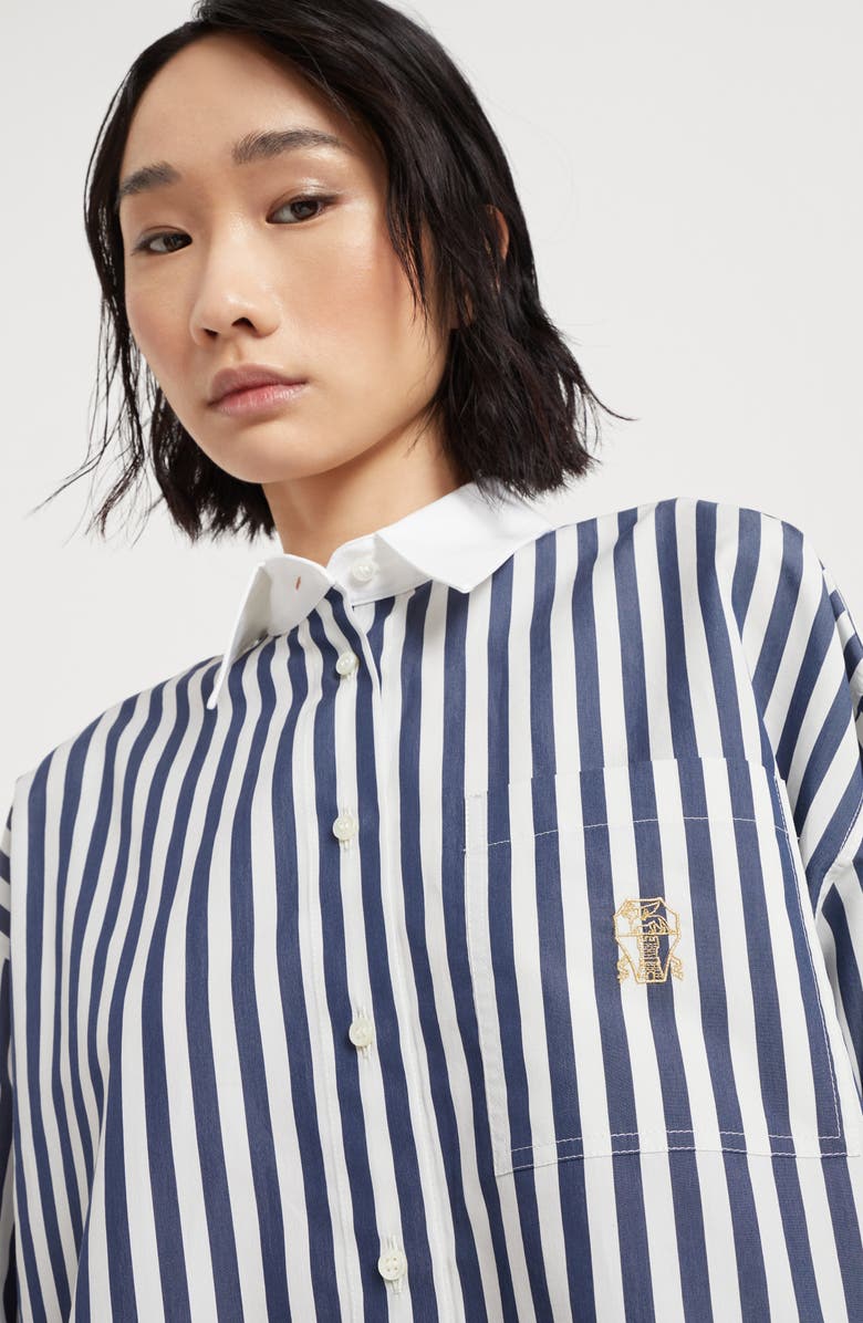 Brunello Cucinelli Poplin shirt with logo, Alternate, color,