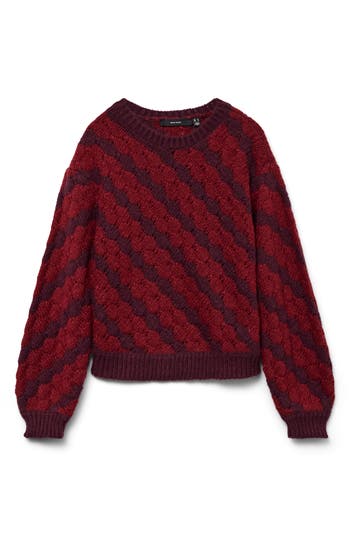 Vero Moda Bubly Crewneck Sweater In Burgundy