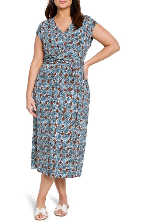 Sand Dollar Stella Faux Wrap Midi Dress (Plus)